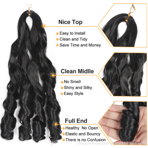 Free Sample Silky Pony Style Wavy Braiding  Hair Spiral Curly Hair Extensions French Curls Synthetic Curly Braiding Hair